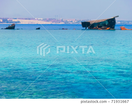The ship, castaway in the Red Sea at coast of the island the Tyrant in 1982 71931667