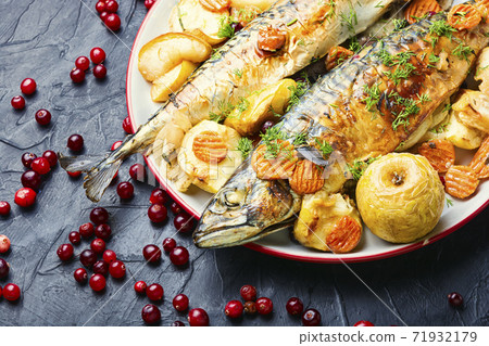 Appetizing baked mackerel 71932179
