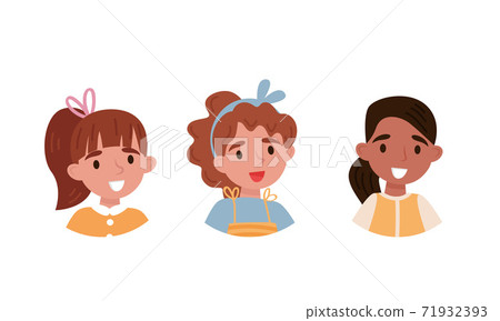Avatars of Children Characters with Happy Faces of Girls Vector Set Avatars of Children Characters with Happy Faces of Girls Vector Set 71932393