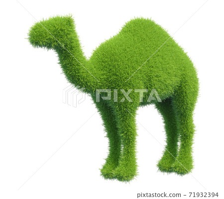 Camel in the form of green fresh grass. 3d rendering Camel in the form of green fresh grass. 3d rendering 71932394