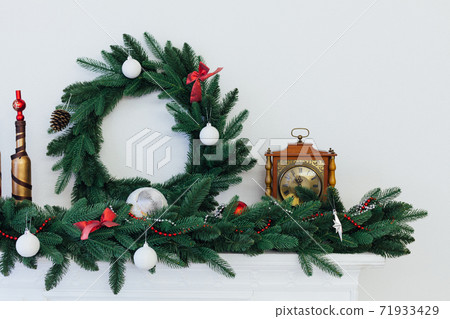 White room Christmas tree pine with gifts new year interior decor White room Christmas tree pine with gifts new year interior decor 71933429