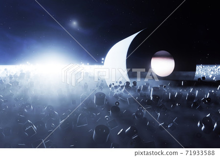 Toilet papers is flying in outer space. The concept of bulk buying toilet paper in supermarkets. Coronavirus outbreak panic. COVID-19 pandemic in 2020. 3d illustration 71933588