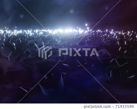 Toilet papers is flying in outer space. The concept of bulk buying toilet paper in supermarkets. Coronavirus outbreak panic. COVID-19 pandemic in 2020. 3d illustration 71933589