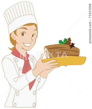 Pastry chef woman with bush donoel - Stock Illustration [71933806] - PIXTA