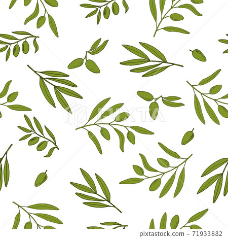 Seamless pattern with olive branches. 71933882