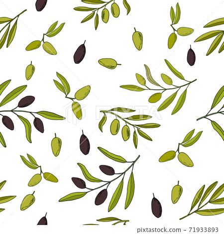 Seamless pattern with olive branches. - Stock Illustration [71933893 ...