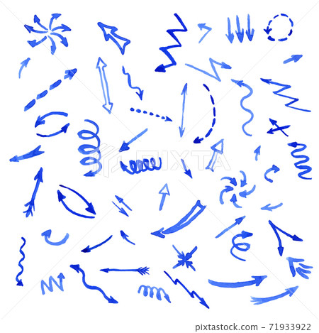 Set of blue watercolor arrows - Stock Illustration [71933922] - PIXTA