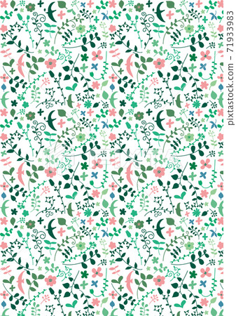 Scandinavian silhouette flower and bird pattern - Stock