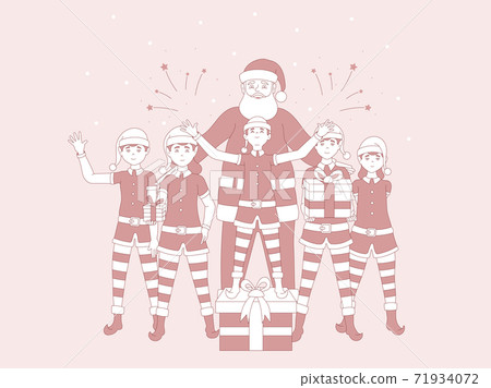 Santa Claus and elves with gifts vector... - Stock Illustration ...