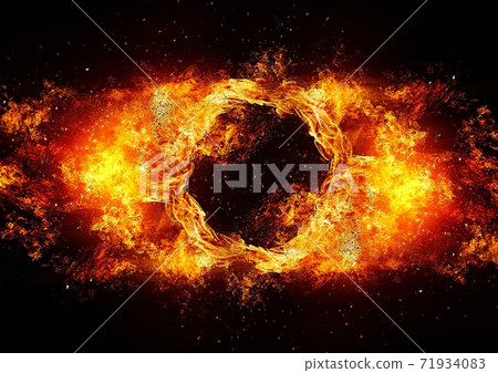 抽象的火圈照亮黑暗 71934083