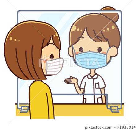 一位女醫院護士在丙烯酸板交談的插圖 一位女醫院護士在丙烯酸板交談的插圖 71935014