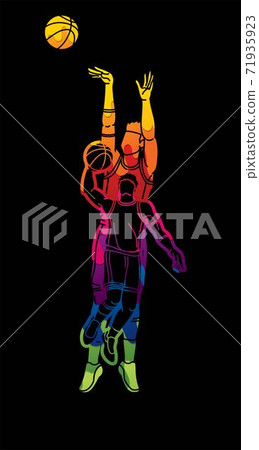 Basketball players action cartoon graphic vector Basketball players action cartoon graphic vector 71935923