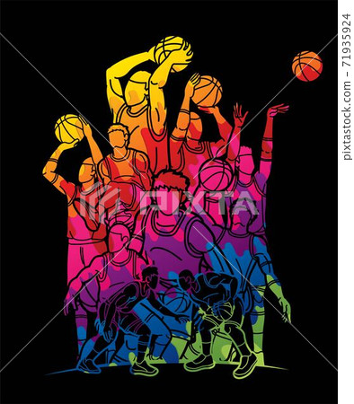 Basketball players action cartoon graphic vector Basketball players action cartoon graphic vector 71935924