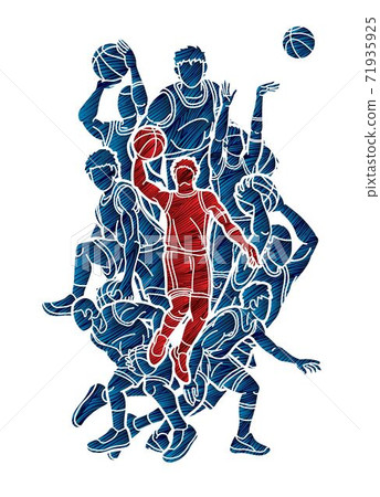 Basketball players action cartoon graphic vector Basketball players action cartoon graphic vector 71935925