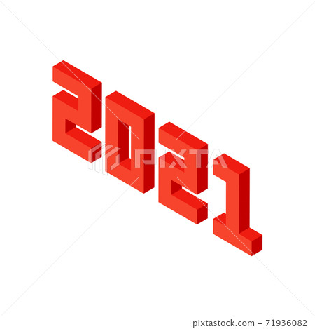 Red 2021 Numbers Isometric Object 71936082