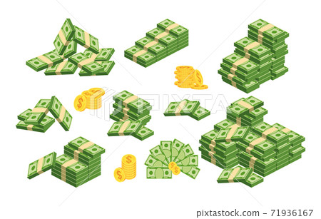 Huge packs of paper money. Flat vector illustration Huge packs of paper money. Flat vector illustration 71936167