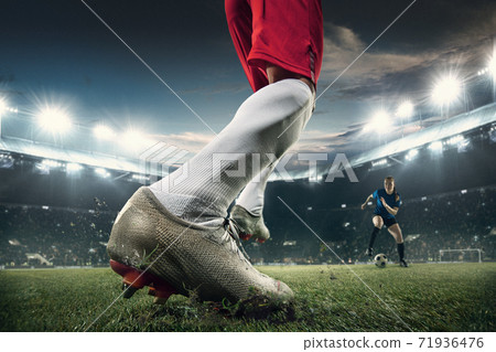 Close Up Leg Football Or Soccer Player At Stock Illustration