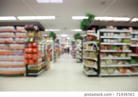 Super market in blur background in new normal social distancing Super market in blur background in new normal social distancing 71936561