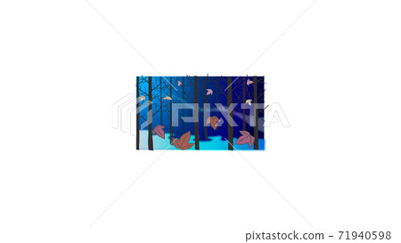 Illustration of a quiet grove before the dawn of winter 71940598