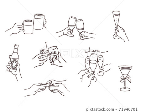 向量的人的手敬酒一杯 71940701