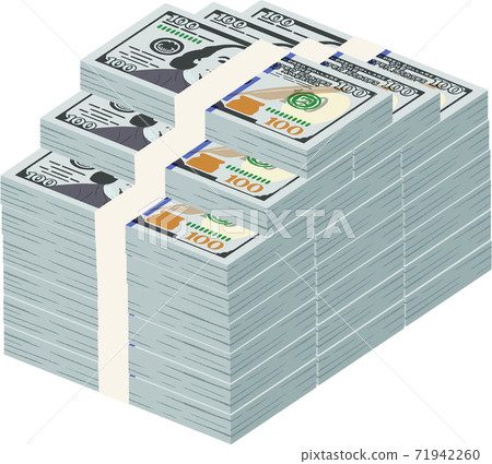 Pile of US dollar bills 71942260