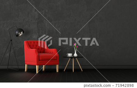 interior living room with armchair, lamp. 3D render interior living room with armchair, lamp. 3D render 71942898