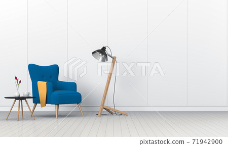 interior living room with armchair, plant, lamp. 3D render 71942900