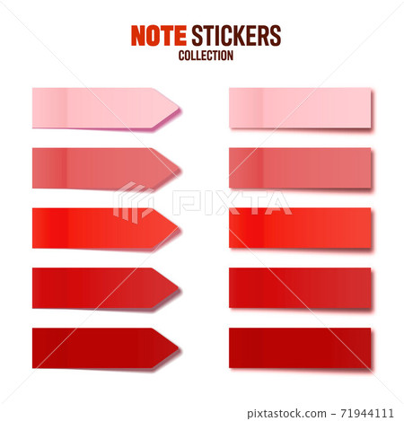 Realistic red sticky notes collection. Arrow flag tabs. Post note stickers. Colorful sticky paper Realistic red sticky notes collection. Arrow flag tabs. Post note stickers. Colorful sticky paper 71944111