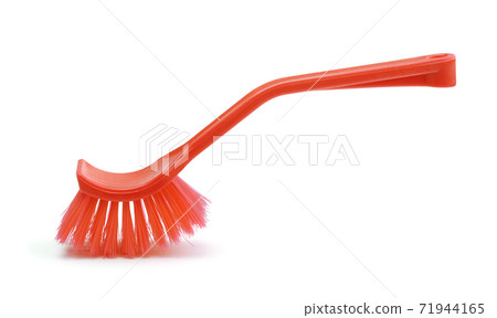 Plastic dish brush isolated on white. Plastic dish brush isolated on white. 71944165