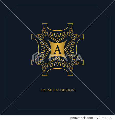 Gold Line graphics monogram. Elegant art logo design. Letter A. Graceful template. Business sign, identity for Restaurant, Royalty, Boutique, Cafe, Hotel, Heraldic, Jewelry, Fashion. Vector elements Gold Line graphics monogram. Elegant art logo design. Letter A. Graceful template. Business sign, identity for Restaurant, Royalty, Boutique, Cafe, Hotel, Heraldic, Jewelry, Fashion. Vector elements 71944229