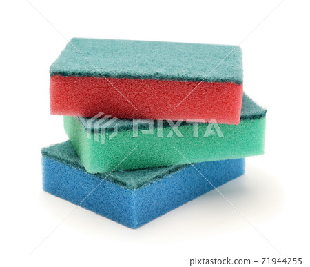 Sponges for dishes isolated on white. Sponges for dishes isolated on white. 71944255