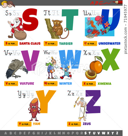educational cartoon alphabet letters set from S to Z 71945977