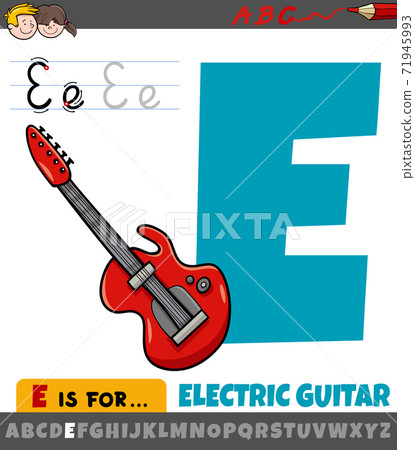 letter E from alphabet with cartoon electric guitar letter E from alphabet with cartoon electric guitar 71945993