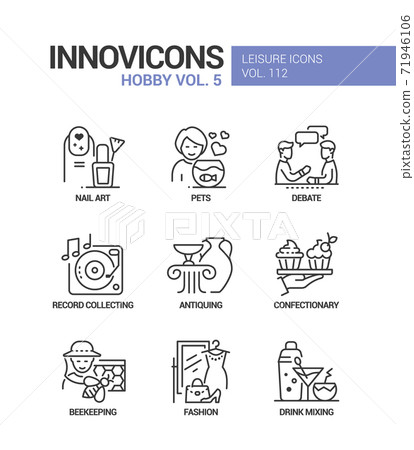 Hobby and activities - line design style icons set - Stock Illustration ...