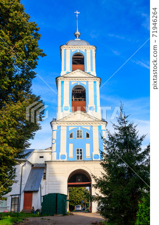 Bell tower of Nikitsky Monastery in Pereslavl-Zalessky, Russia. Golden ring of Russia 71946264