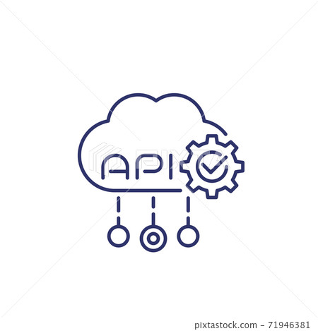 web API, software integration line icon web API, software integration line icon 71946381