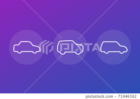 sedan, suv and minivan line vector icons 71946382