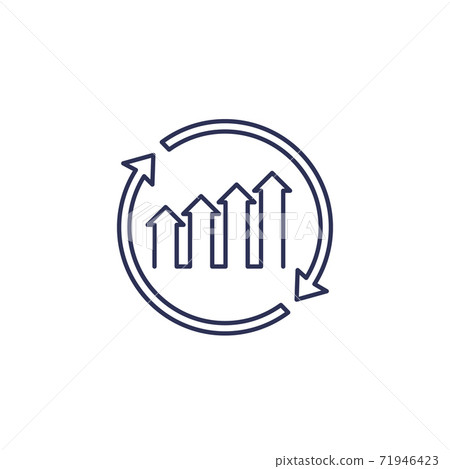continuous growth icon, line vector on white continuous growth icon, line vector on white 71946423