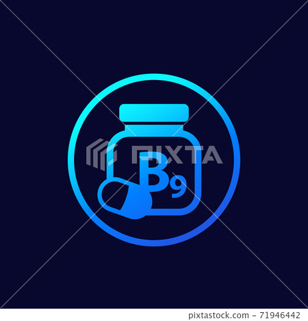 B9 vitamin, folate or folacin icon - Stock Illustration [71946442] - PIXTA