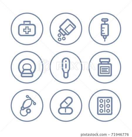 Healthcare, medical icons on white, linear style Healthcare, medical icons on white, linear style 71946776