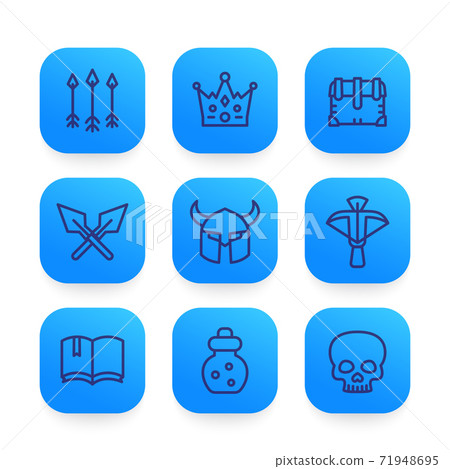 Game line icons set 2, vector illustration - Stock Illustration ...