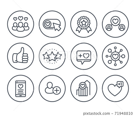 Likes, followers, hearts, rating line icons 71948810