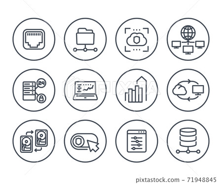 servers, networks solutions, hosting line icons servers, networks solutions, hosting line icons 71948845