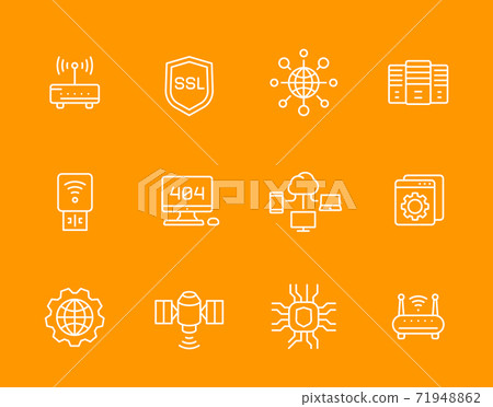 network, web hosting service, ssl line icons set 71948862