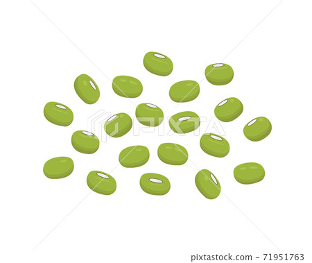 Pile of mung beans, green gram or maash isolated on white background. Vector flat illustration 71951763