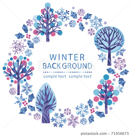 Winter snowflake wooden round frame ② - Stock Illustration [71956673 ...