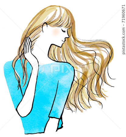 The upper body of a woman with a profile whose... - Stock Illustration  [71960671] - PIXTA