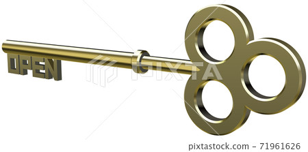 OPEN_Three-dimensional and glossy gold key vector illustration background transparent 71961626