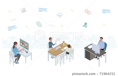 Remote work online conference isometric... - Stock Illustration ...