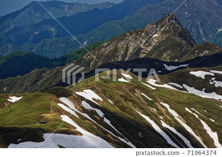 從谷川山脈和竹之岳看到的Daigentayama和Honoge 從谷川山脈和竹之岳看到的Daigentayama和Honoge 71964374